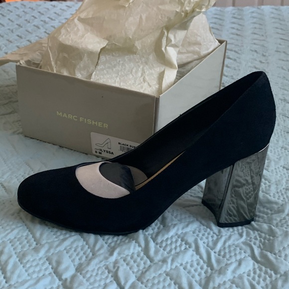 New Marc fisher ilyssa black suede heels - Picture 4 of 7